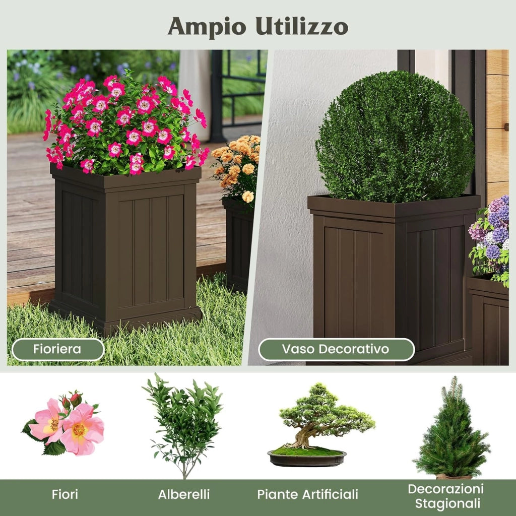 Vasi Alti per Piante, Vasi Grandi da Esterno ed Interno con Fori di Drenaggio, Contenitori Decorativi per Piante per Giardino, Balcone e Veranda (Modello 1)