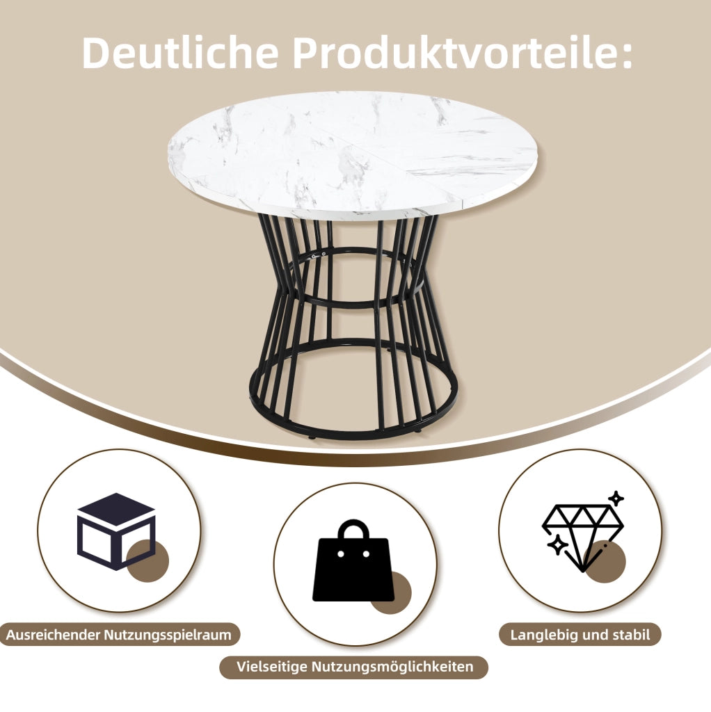 Set da pranzo 5 pezzi con tavolo rotondo ?100 cm e 4 sedie in velluto
