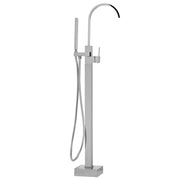 Rubinetto per vasca da bagno Rubinetto per vasca freestanding in ottone lucido argento con doccetta a pavimento Design moderno