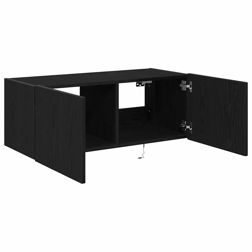 Mobile TV da parete-Mobile TV a Muro-Credenza TV Rovere Nero 80 x 35 x 31 cm