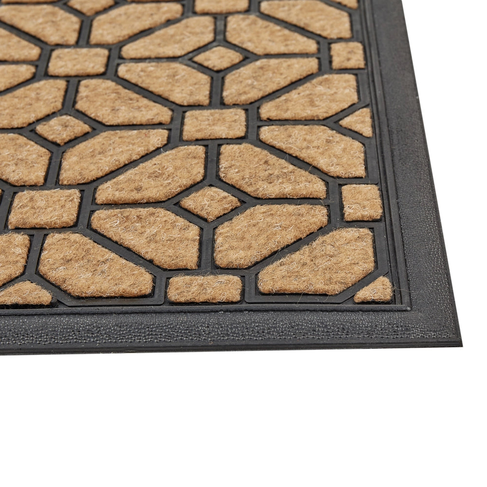Zerbino in fibra di cocco naturale con fondo in PVC e gomma antiscivolo 45 x 75 cm con motivo geometrico e decorazione moderna per interni