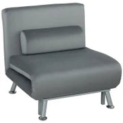 Poltrona pieghevole con funzione letto, poltrona relax in similvelluto, schienale regolabile, 75 x 70 x 75 cm, Grigio