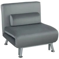 Poltrona pieghevole con funzione letto, poltrona relax in similvelluto, schienale regolabile, 75 x 70 x 75 cm, Grigio