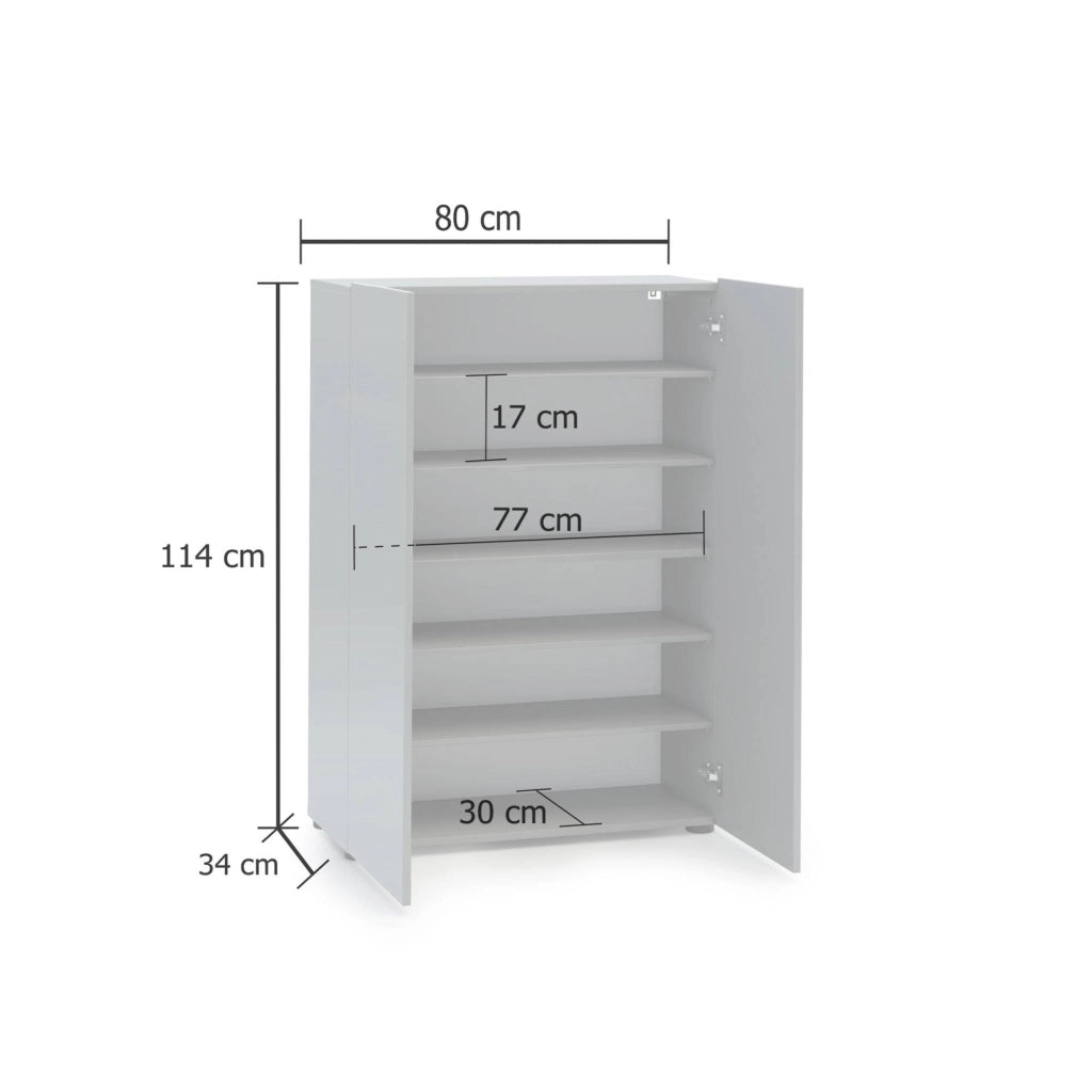 Scarpiera Liberata, Mobile portascarpe, Armadio da ingresso multiuso, Mobiletto per calzature, Made in Italy, 80x34h115 cm, Grigio
