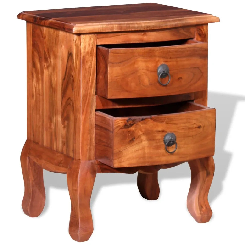 Comodini con Cassetti 2 pz in Legno Massello di Acacia 243972
