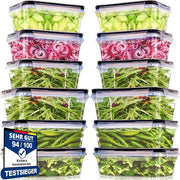 Contenitori alimentari con coperchi, set da 12 pezzi, grandi contenitori (6 x 1000 ml + 6 x 1500 ml), scatole da pasto per la cucina, 100% impermeabili, BPA-free, set da pasto per forno a microonde e frigorifero