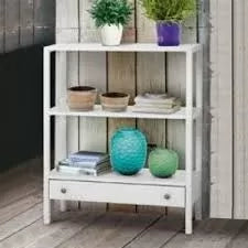 Libreria laccata bianca con cassetto 90x32x105 (732) - Mobili 2G