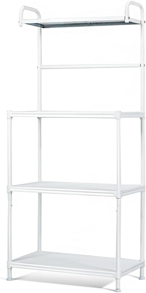 Mensola da Cucina a 4 Livelli in Metallo, con 4 Piedini Antiscivolo, 60 x 34,5 x 136 cm, Supporto per Forno a Microonde, Scaffale Multifunzionale per Cucina e Sala da Pranzo (Bianco)