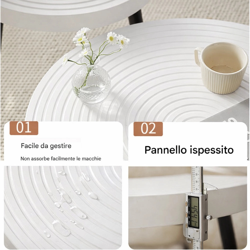 Set 2 Tavolini da Caffè Tondi Bianco Design Industrial Tavoli Soggiorno Rotondi