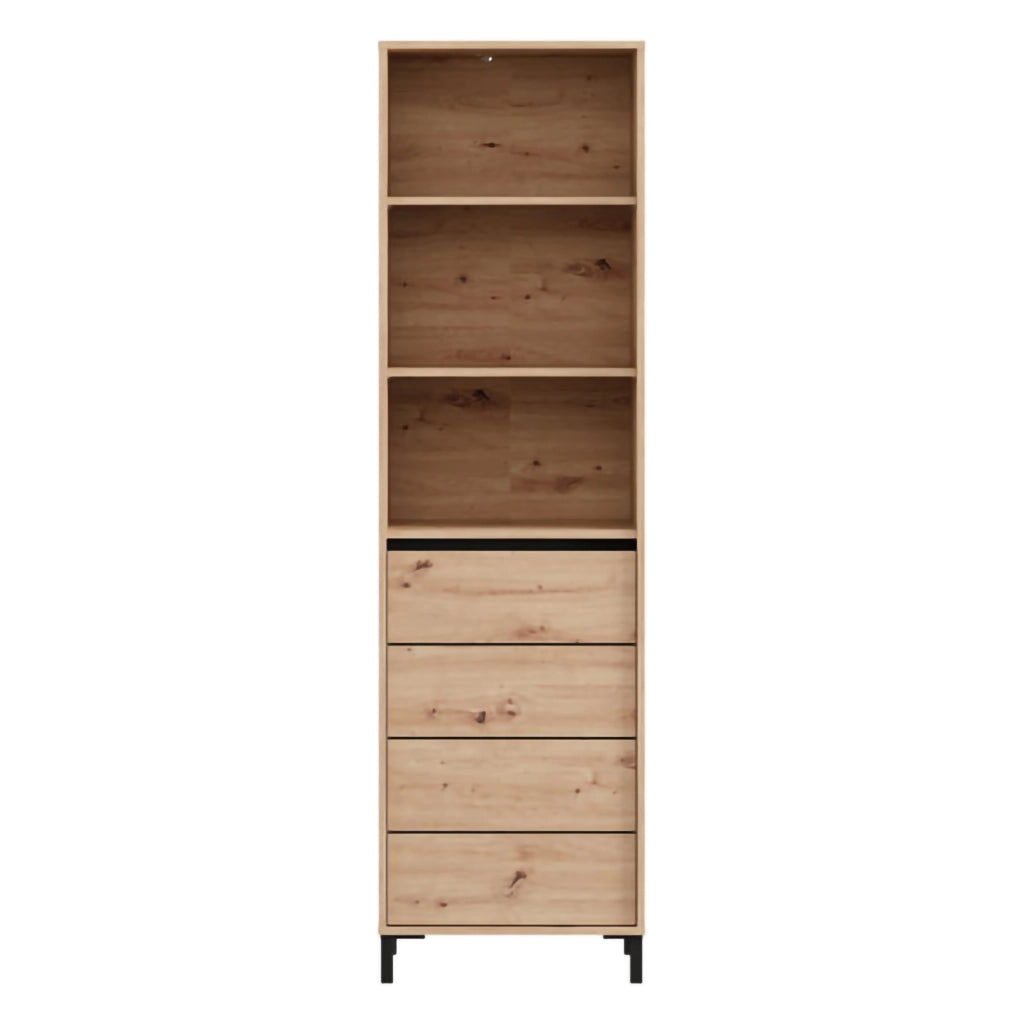 Mobile Espositore Calto, Vetrina 4 Ripiani, 55x40x193h cm Marrone Rovere Nodi