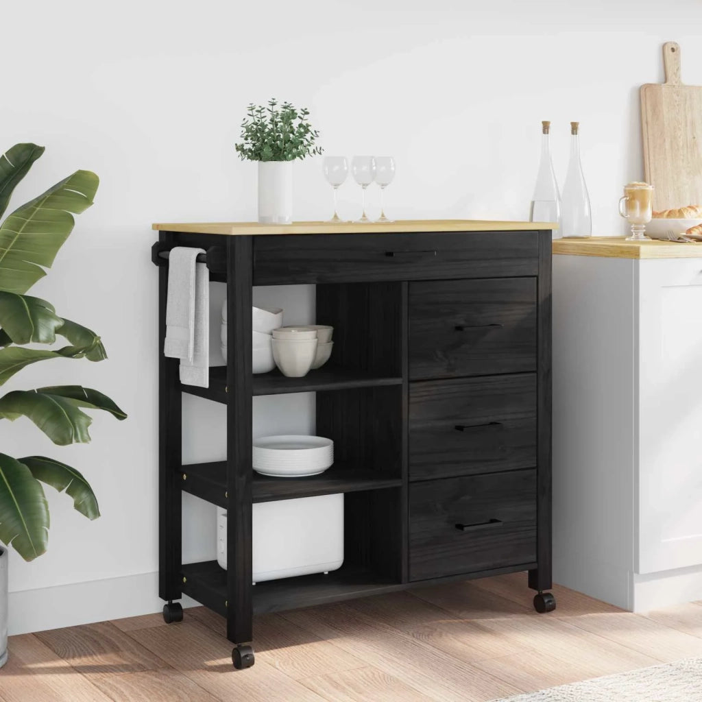 Carrello da Cucina MONZA Nero 84 x 40 x 88,5 cm CFW6154194