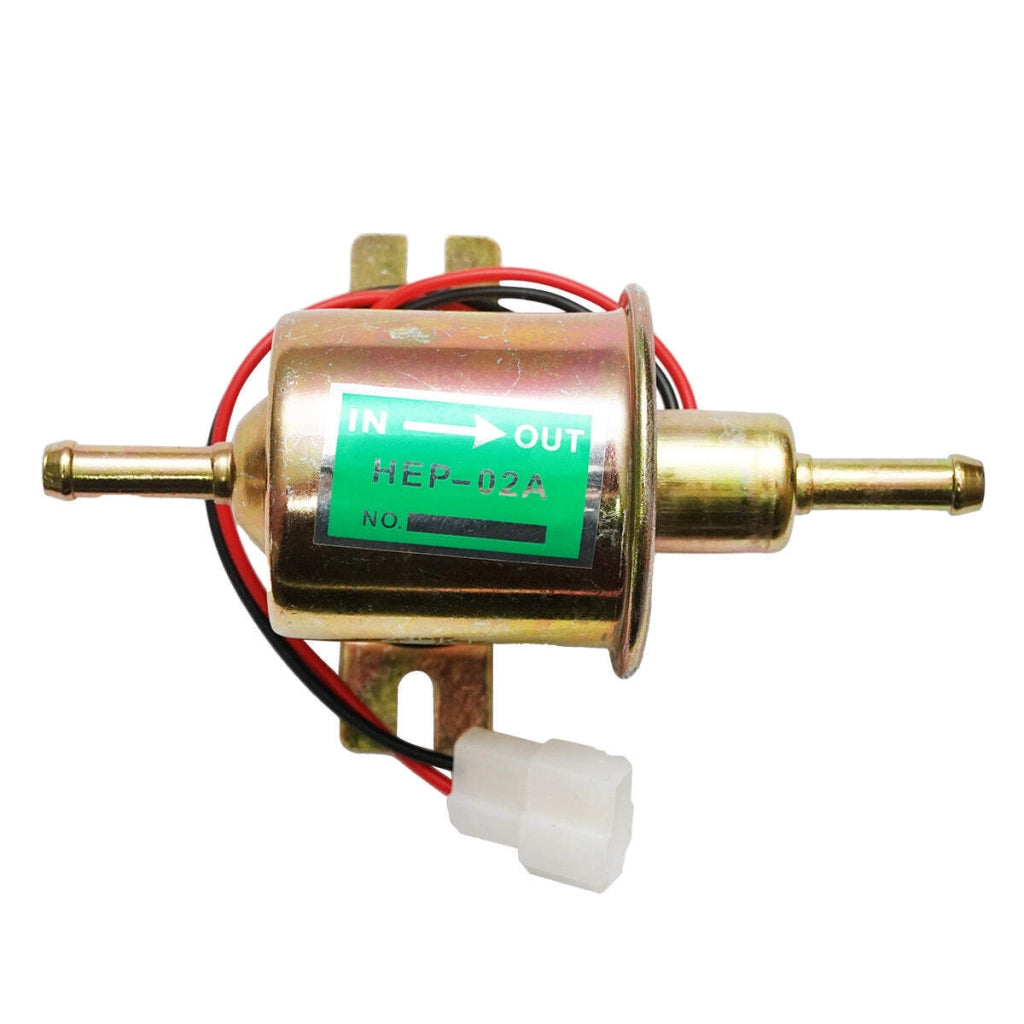 Pompa elettrica universale per carburante con filtro incorporato, 12V, L=145mm, fi 8mm per diesel/benzina OEM YK-3118, HEP-02A
