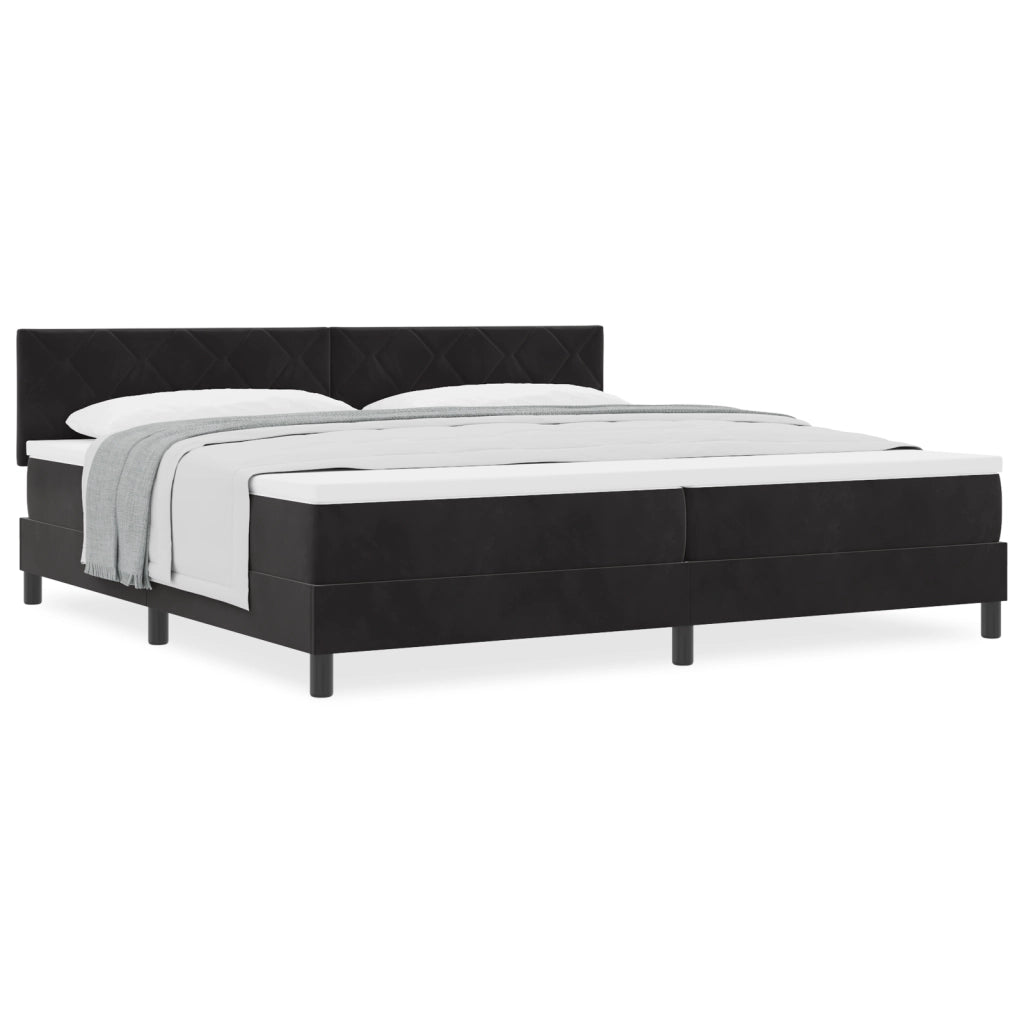 Letto Box Spring con Materasso Nero 200x200 cm Velluto
