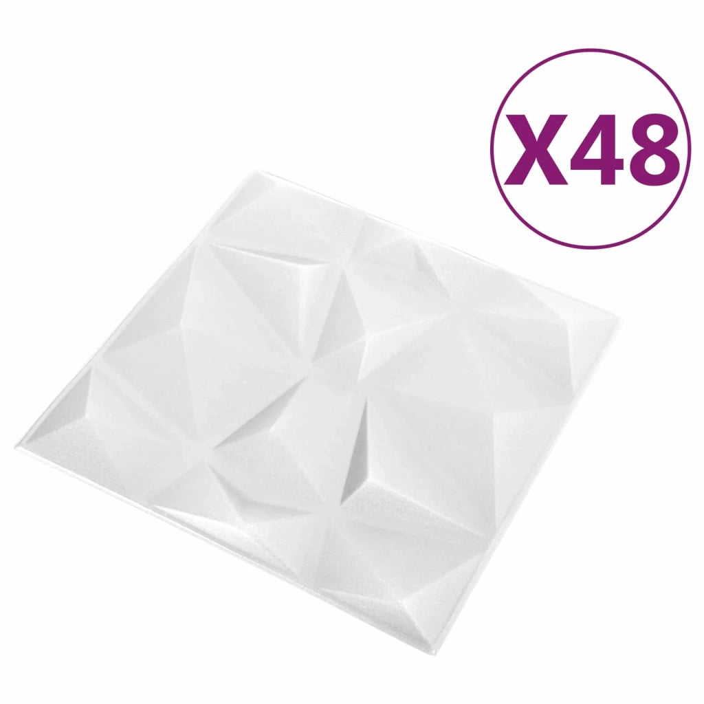 Pannelli da parete 48 pcs Bianco Diamante 50 x 50 cm 42046020