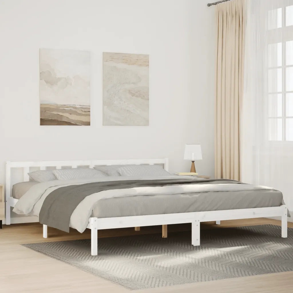 Letto Extra Lungo senza Materasso-Struttura Letto Bianco 200x210 cm in Pino 384236