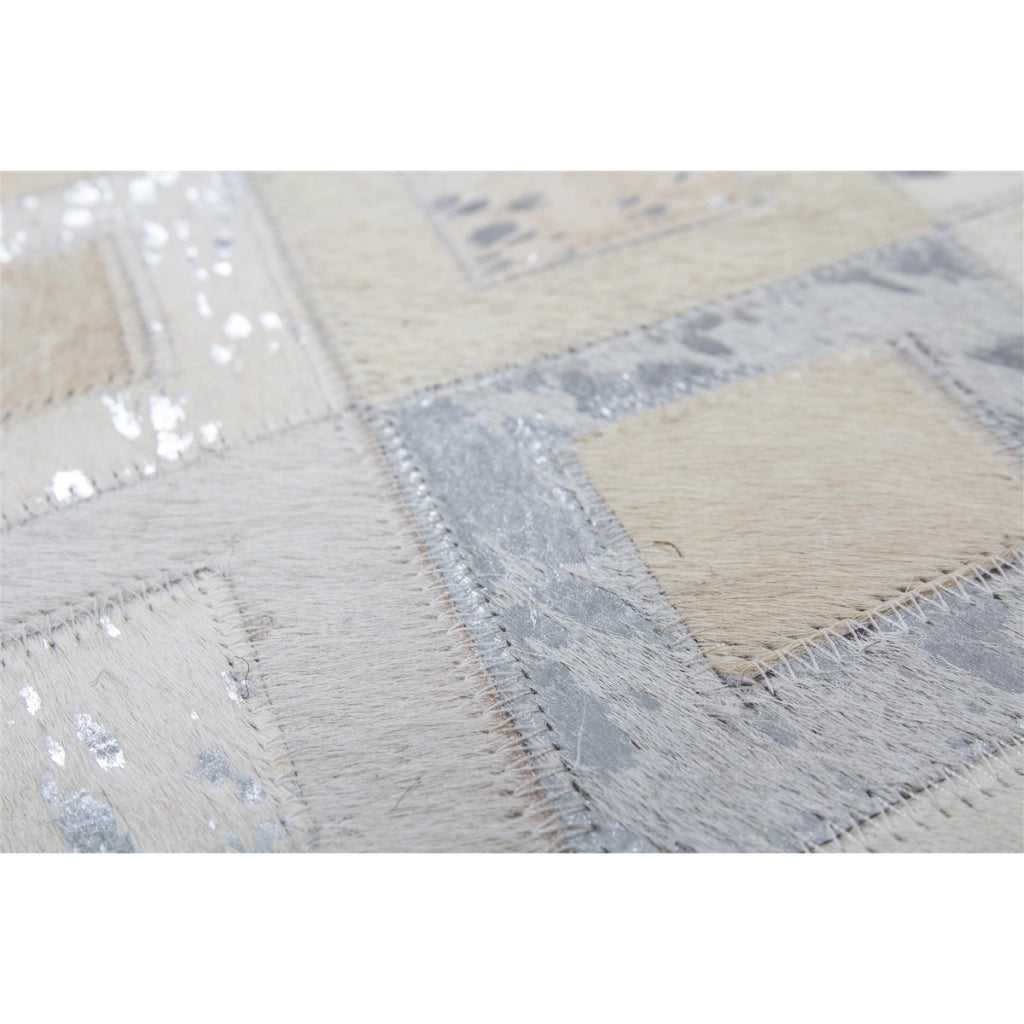 Tappeto in pelle Dazzle 100 grigio e argento in stile patchwork