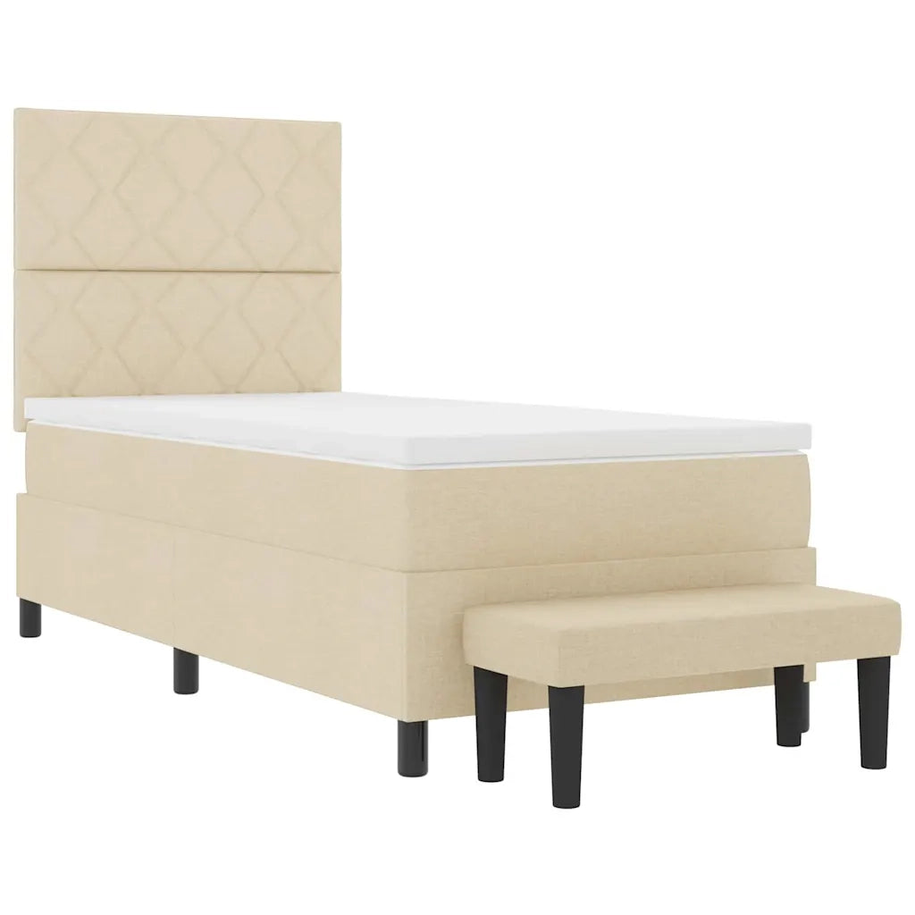 Letto a molle con testiera Crema 90 x 190 cm Tessuto 3344112