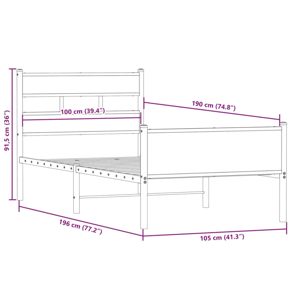 Giroletto senza Materasso Rovere Fumo 100x190 cm in Truciolato