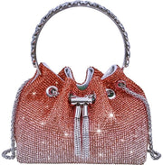 Clutch con Glitter per Donna, Borsa da Sera Argento, Borsa con Diamanti con Cinturino, Portafoglio con Strass con Cinturino Argento con Chiusura a Righello, Borse da Sera con Portafoglio per Festa Tempo Libero Data (B-Rosso)