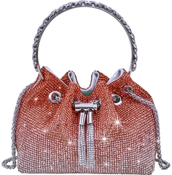 Clutch con Glitter per Donna, Borsa da Sera Argento, Borsa con Diamanti con Cinturino, Portafoglio con Strass con Cinturino Argento con Chiusura a Righello, Borse da Sera con Portafoglio per Festa Tempo Libero Data (B-Rosso)