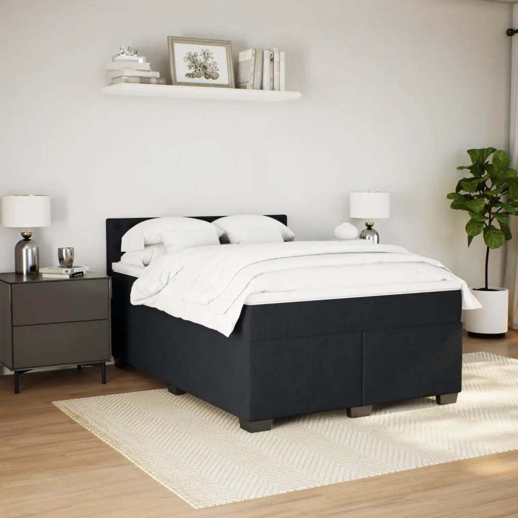 Giroletto a Molle con Materasso Nero 140x200 cm in Velluto