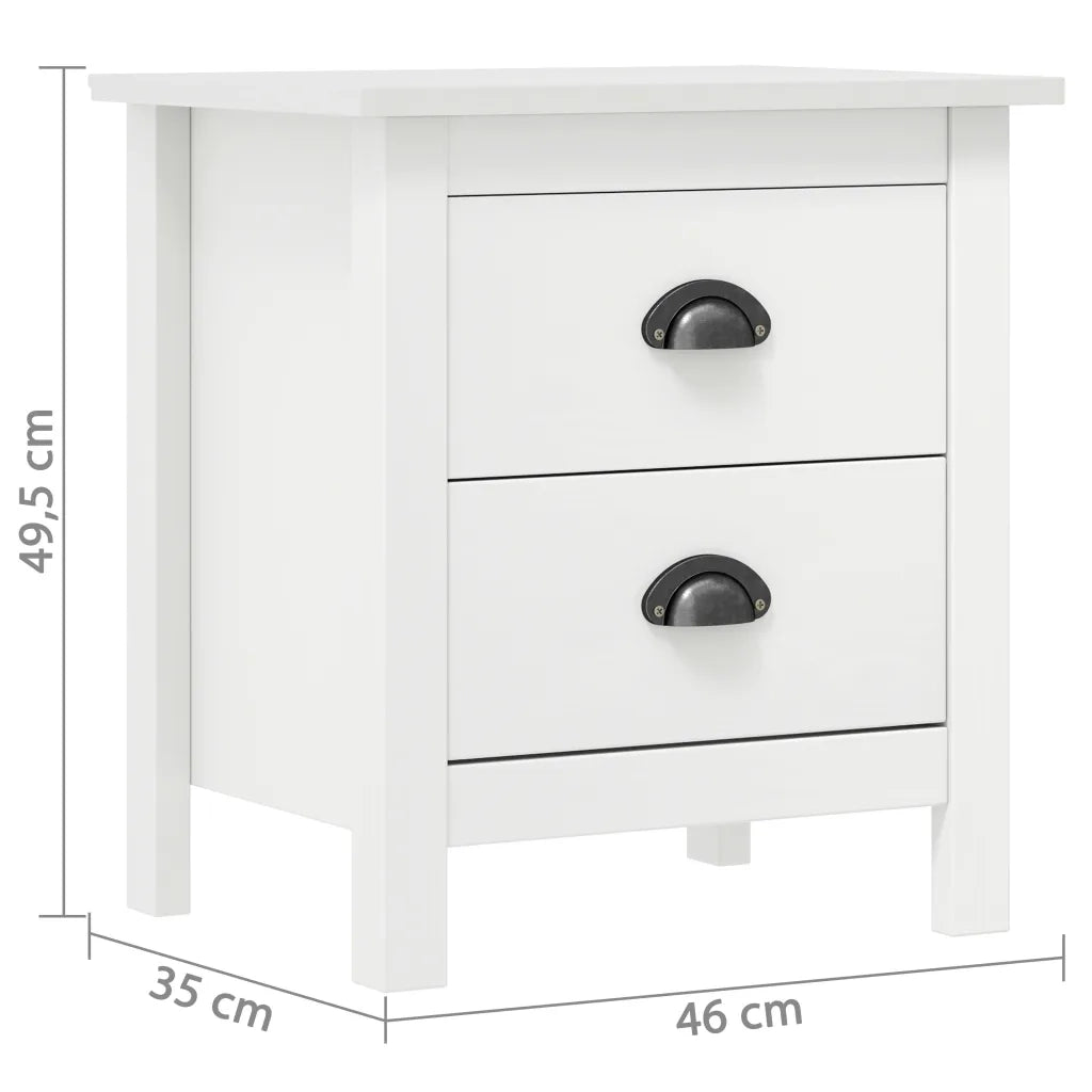 Comodino Hill Bianco 46x35x49,5 cm Legno Massello di Pino cod mxl 41291