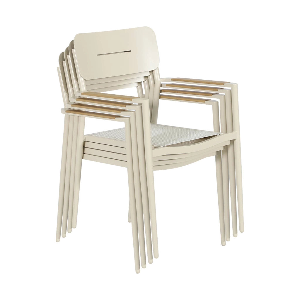 Set 4 sedie da giardino in alluminio e textilene, beige