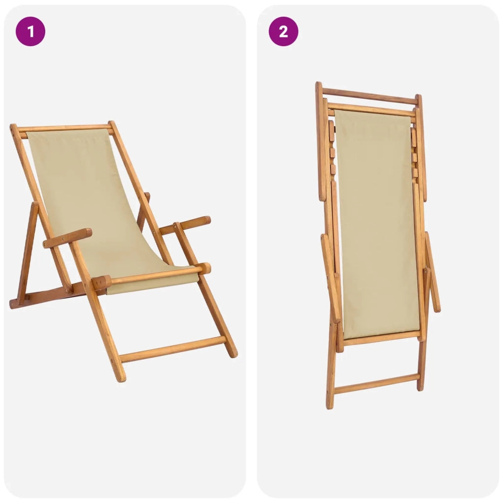 Sedia da Giardino | Sedia da spiaggia Beige Legno di teak solido
