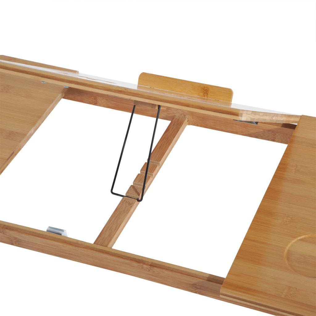 Tavolino da Letto per PC Pieghevole e Inclinabile con Cassetto. 72x35x22-30. Colore Legno