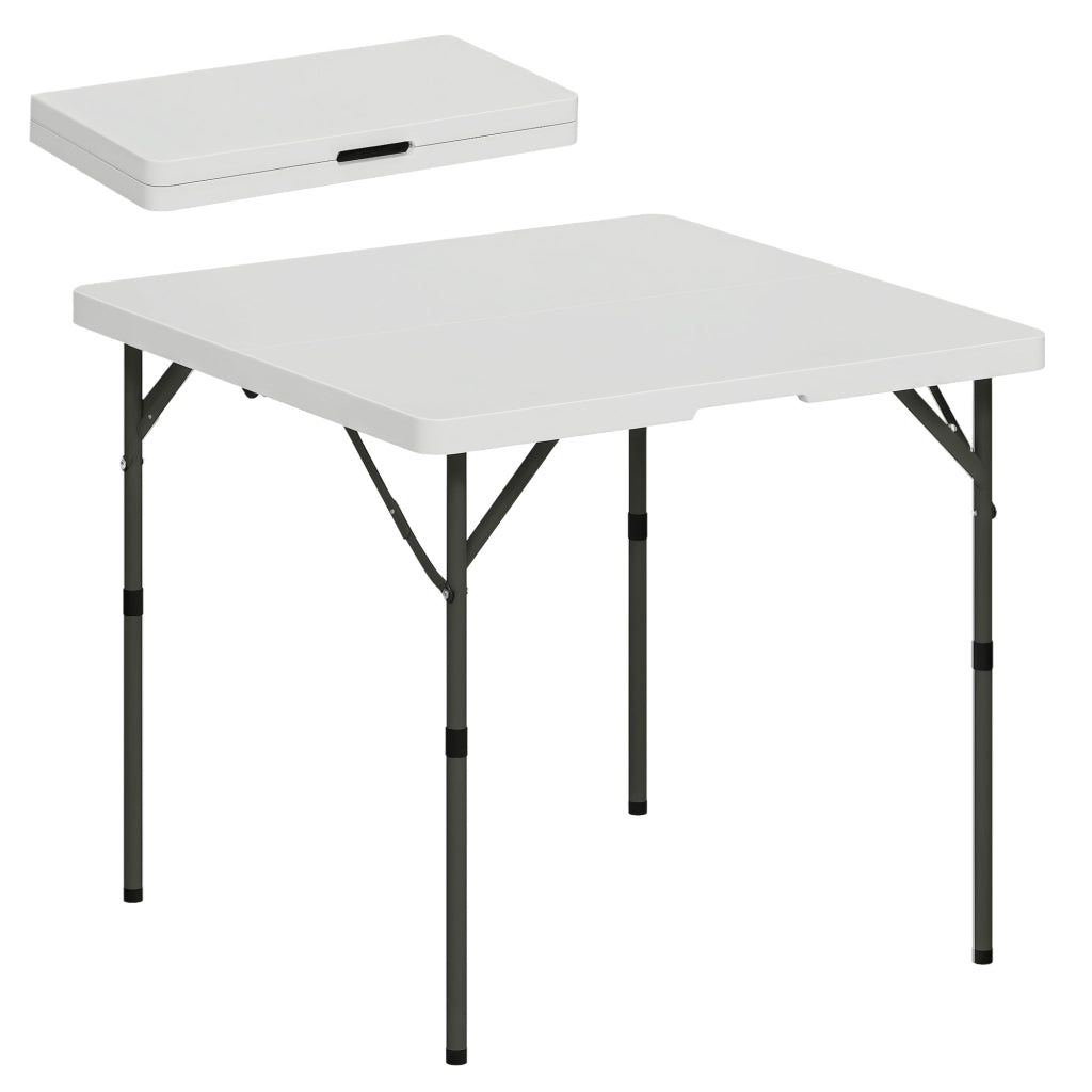 Tavolo da giardino pieghevole ¨C zephmum ¨C HDPE e metallo, bianco, 86x86x74 cm