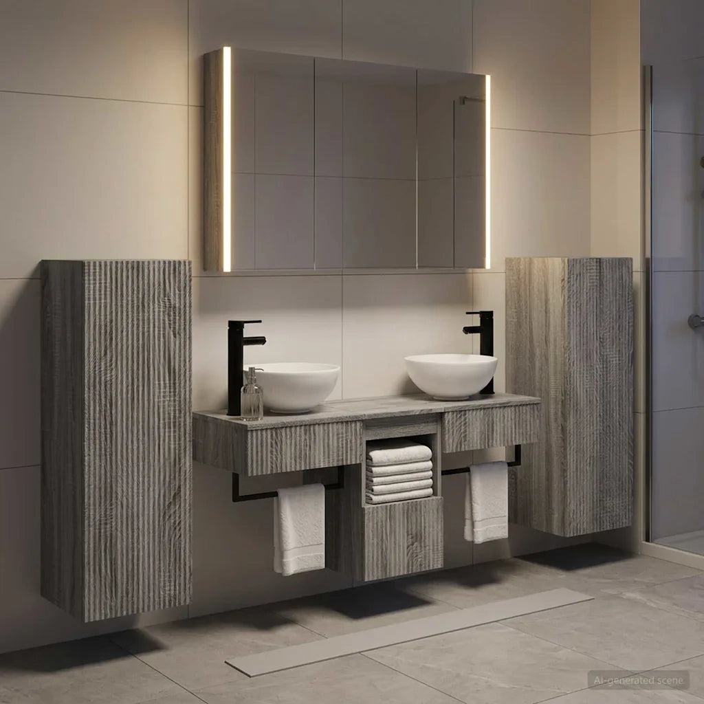 Set di mobili per il bagno 6 pcs Sonoma grigio 3407124