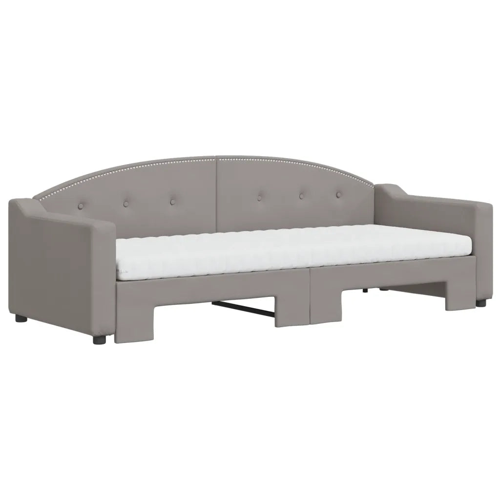 Divano Letto Estraibile con Materassi Tortora 80x200 cm Tessuto