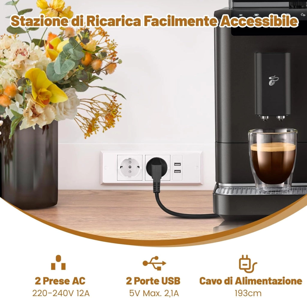 Armadio Dispensa da Cucina, Credenza da Cucina Alta con Ripiani Regolabili in 3 Posizioni, Illuminazione a LED e Presa Elettrica, per Sala da Pranzo, Soggiorno, Cucina, 100 x 40 x 181 cm