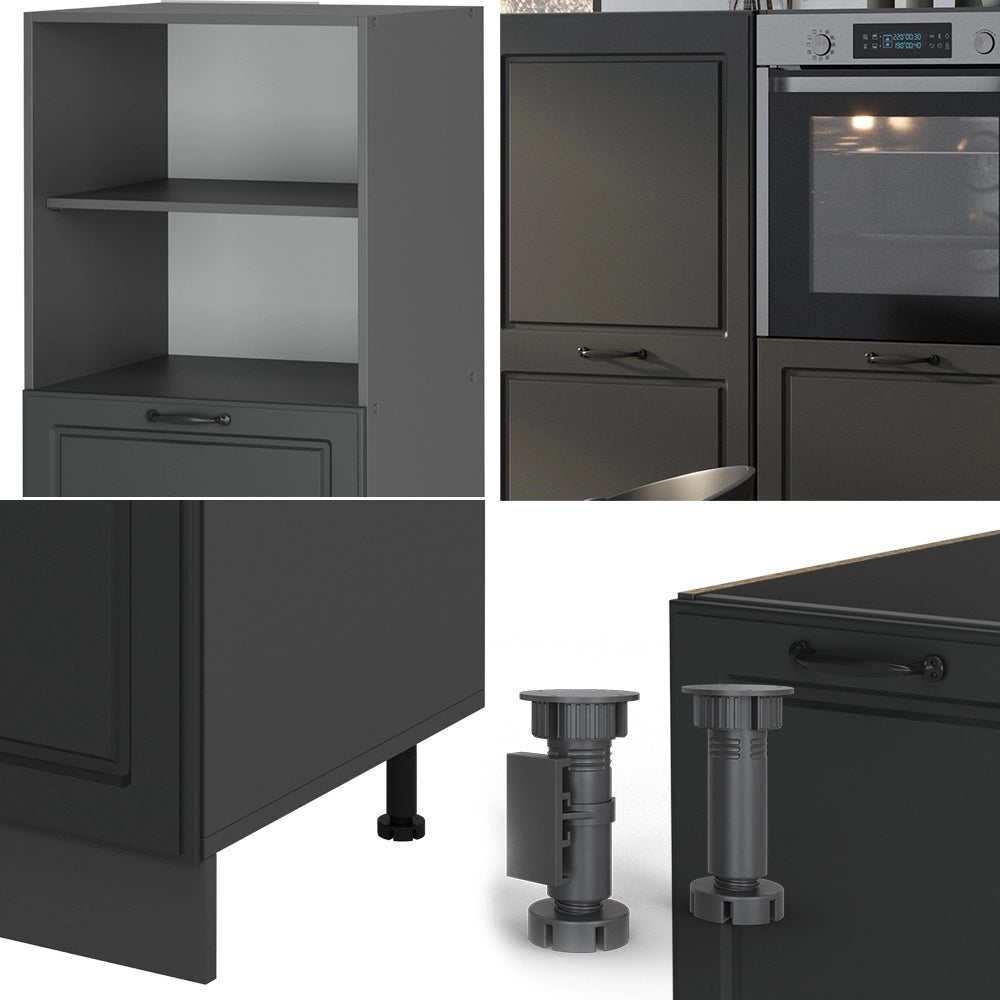Cucine componibili piccole R-Line Antracite rustico/Antracite 180 cm senza piano di lavoro Vicco
