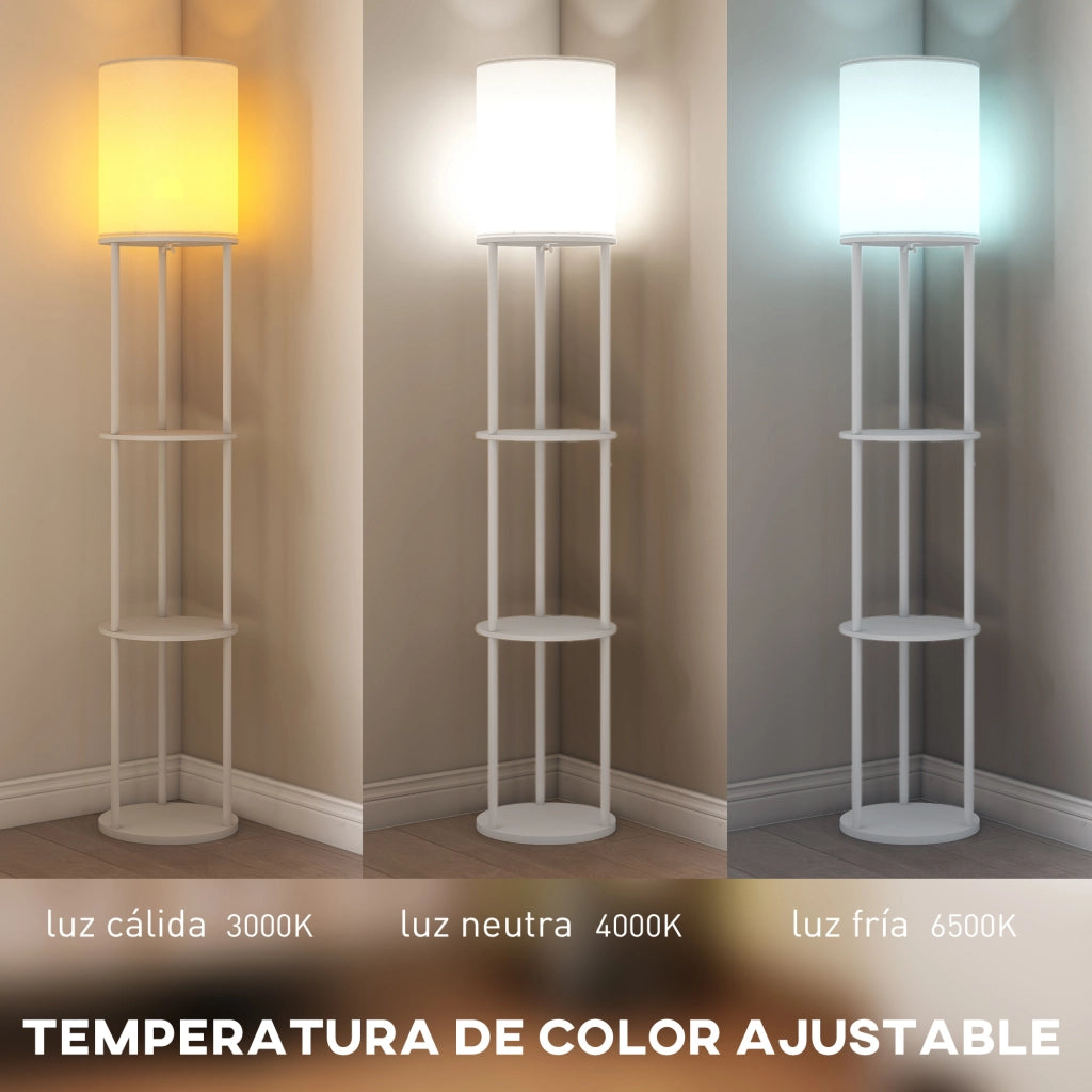 Lampada da Terra con Mensole ¨C Xylo ¨C 3 Temperature di Colore con Telecomando Bianco