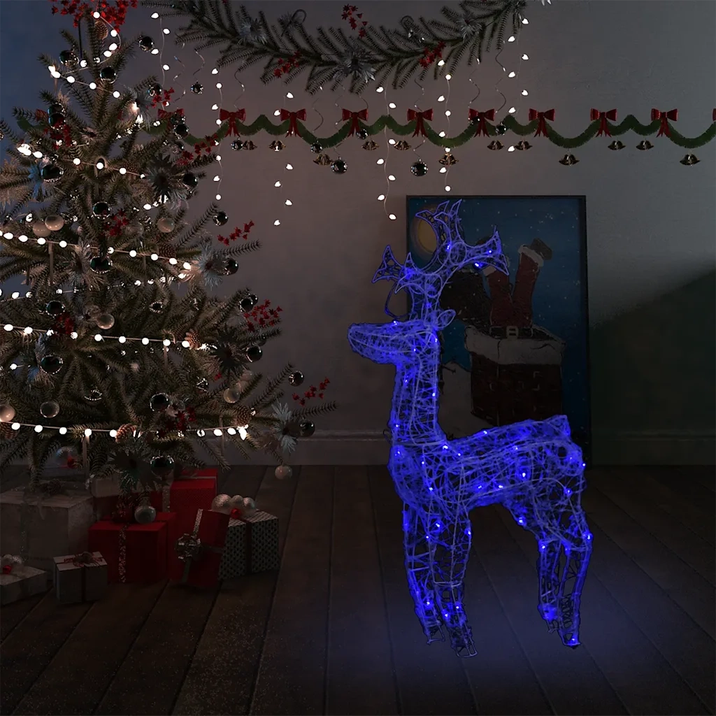 Renne e Slitta Decorazione Natale 90 LED 60x16x100 cm Acrilico 329779