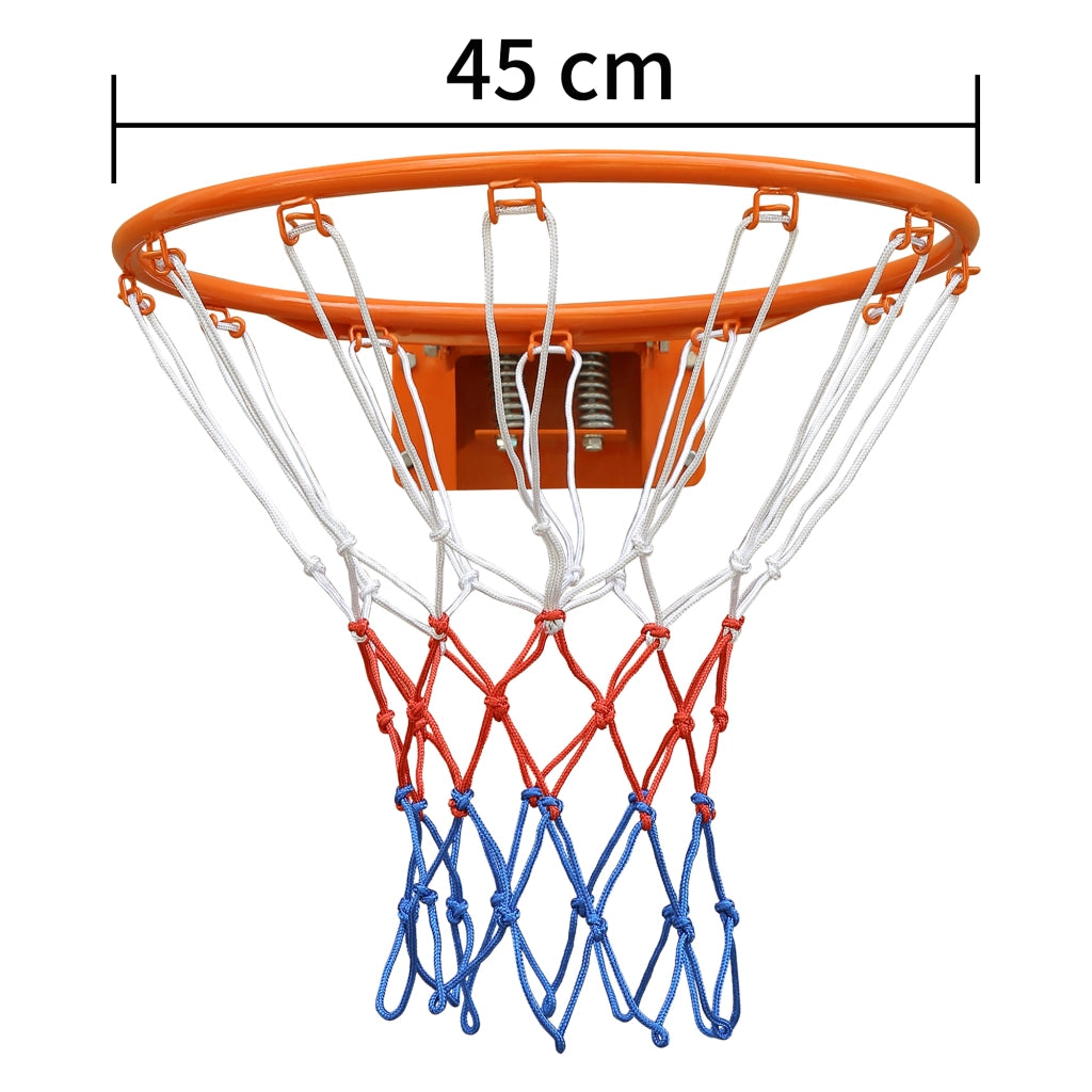 Area giochi cerchio da basket con doppia molla e rete in ferro e nylon arancione 45 cm per uso interno ed esterno