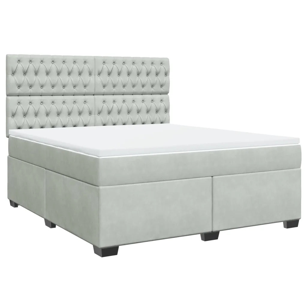 Giroletto a Molle con Materasso Grigio Chiaro 180x200cm Velluto