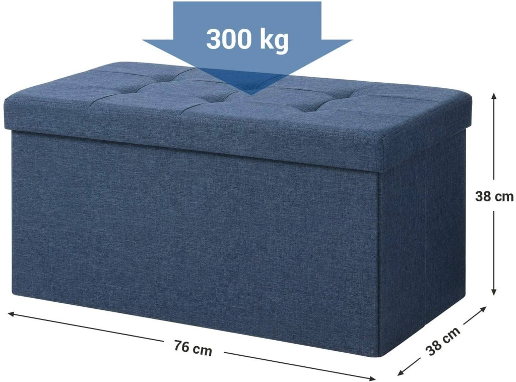 Panca contenitore con coperchio pouf pieghevole grande ingresso camera da letto salvaspazio volume 80 litri portata max 300 kg rivestimento blu scuro 12_0000232