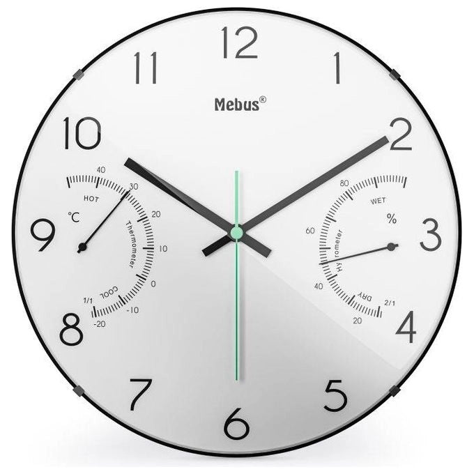 Mebus 16106 Quarz-Wanduhr Orologio al quarzo Rotondo Nero, Bianco