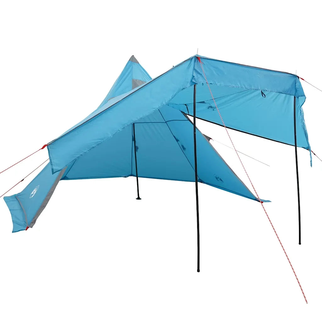 Tenda da Campeggio Tipi per 5 Persone-Tenda per Famiglie Blu Impermeabile
