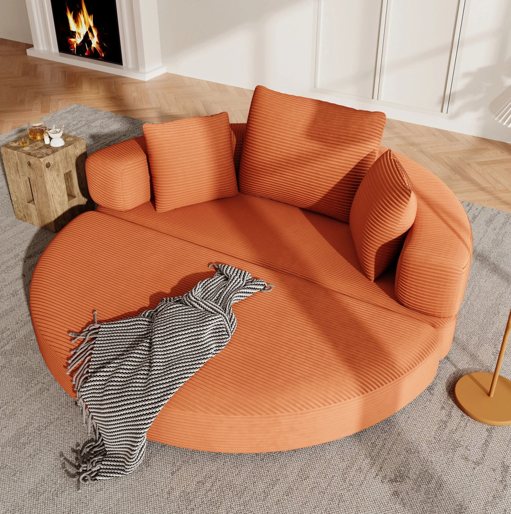 Divano letto pieghevole 2 in 1 in tessuto corda; 173 x 176 cm; arancione