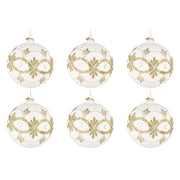 Palline di Natale in Vetro Bianche con Decorazioni Oro Garish Diametro: 80 mm