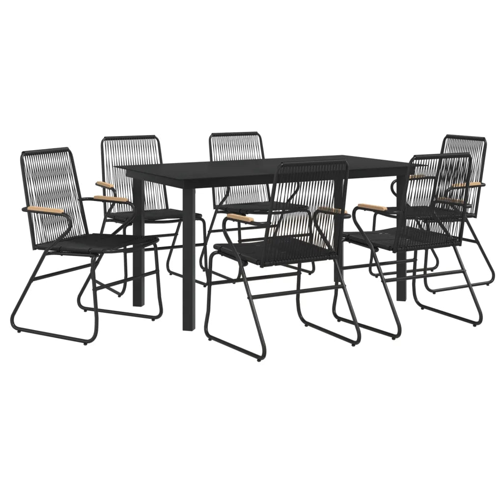 Set da Pranzo da Giardino 7 pz Nero in Rattan PVC 3060276