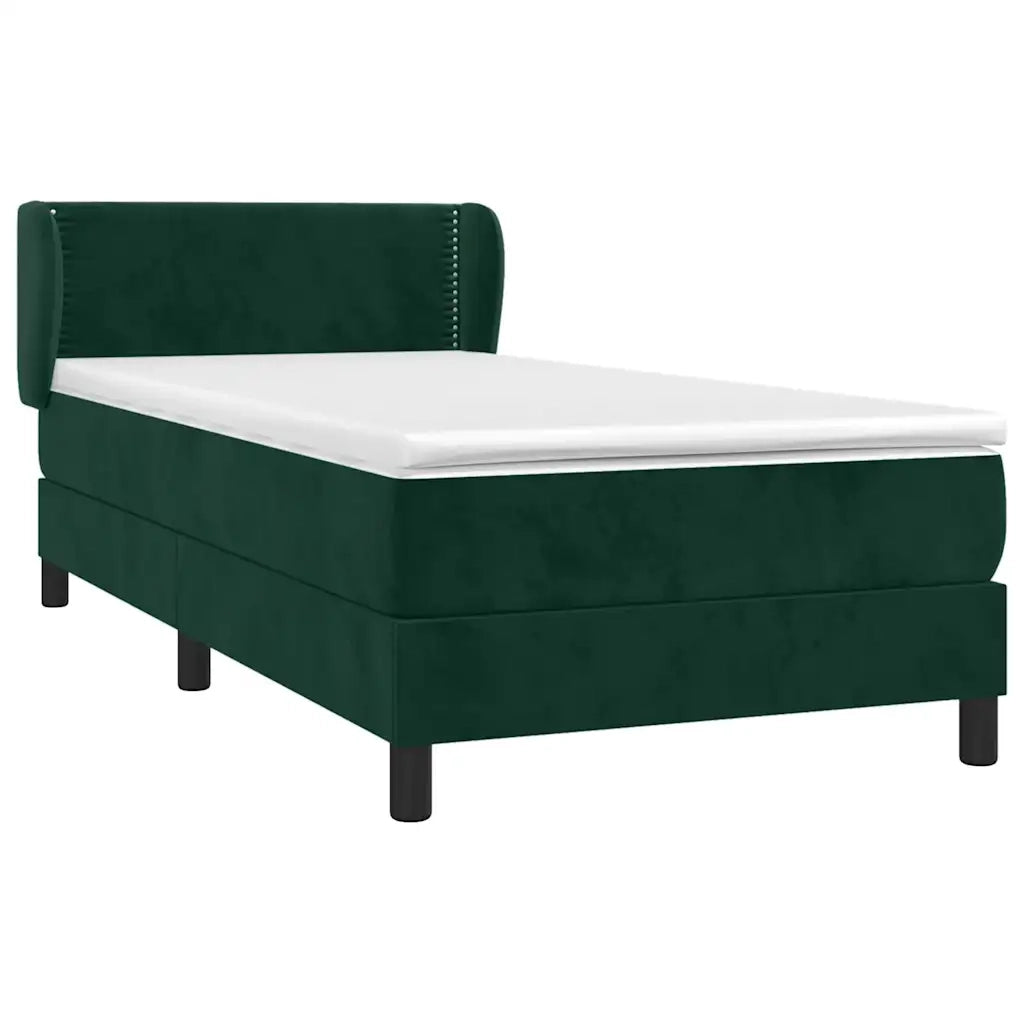 Letto singolo | Letto per adulti | Giroletto a Molle con Materasso Verde Scuro 80x200 cm Velluto