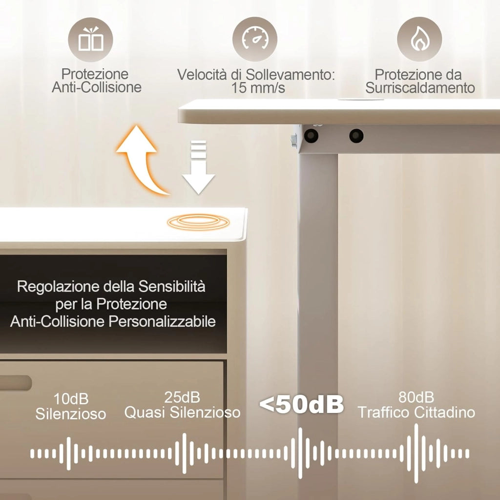 Scrivania Elettrica Regolabile in Altezza 120 x 60 x 73-118 cm, con Funzioni di Memoria e Anti-Collisione, Gancio Laterale e Foro per Cavi, Scrivania in Piedi/Seduti per Ufficio e Casa