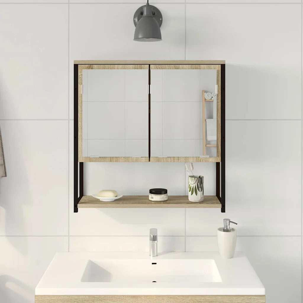 Specchio da bagno con lo scaffale Beige 60 x 16 x 60 cm 864340