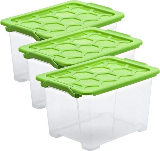 Bilico di conservazione per 3 pezzi, materiale sicuro per alimenti (PP) BPA-free, trasparente/verde, 15 l