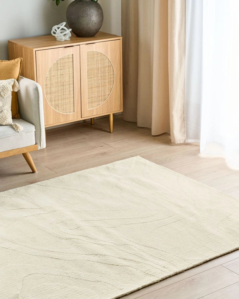 Tappeto in lana con motivi astratti a pelo basso beige 200 x 300 cm soggiorno camera da letto