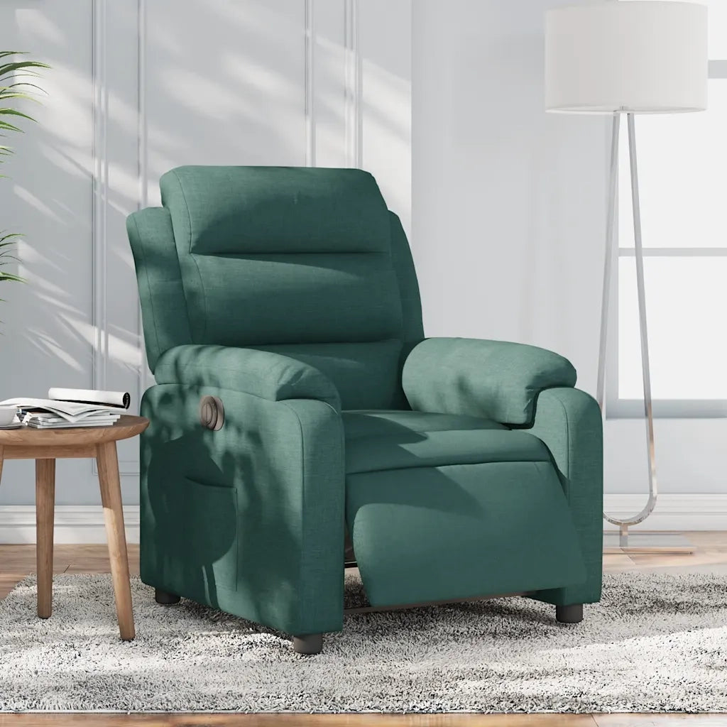 Poltrona Elettrica Reclinabile-Divano Sedia Verde Scuro in Tessuto 304089